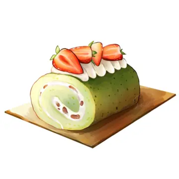 イラスト 抹茶のロールケーキ