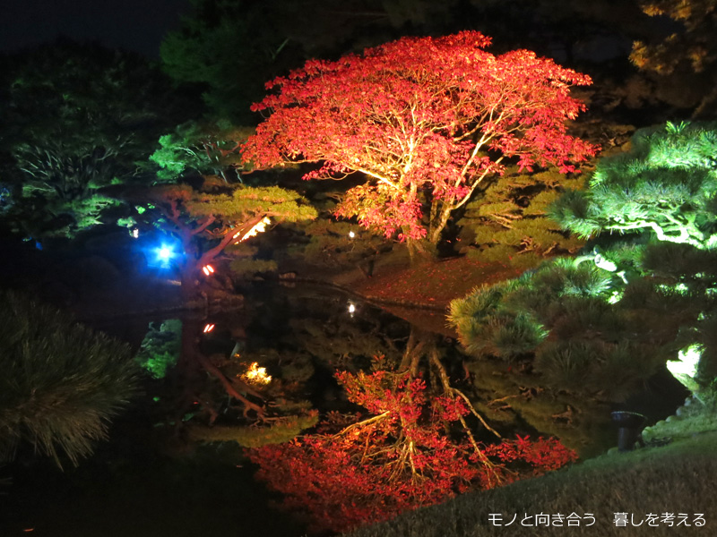 栗林公園、紅葉のライトアップ2016年