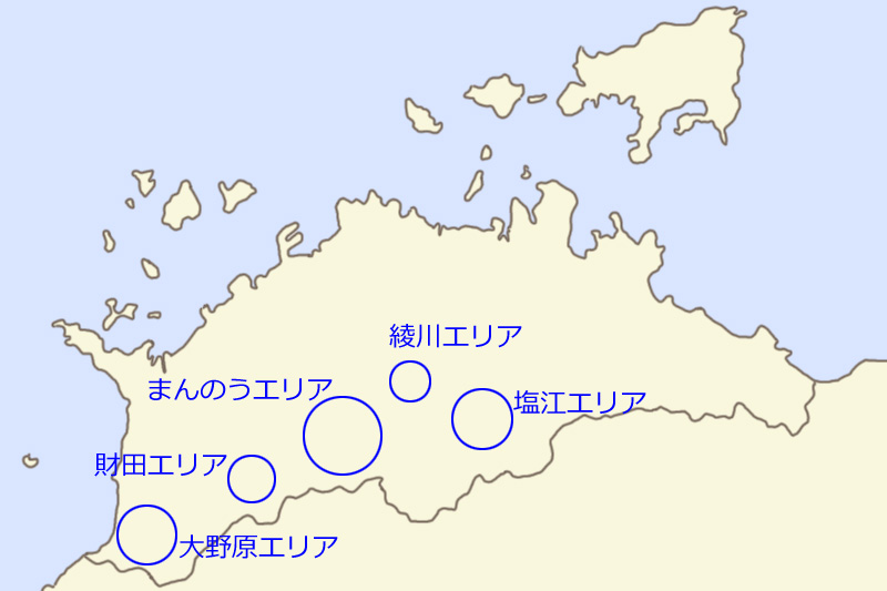 かがわ・山なみ芸術祭の開催エリア地図